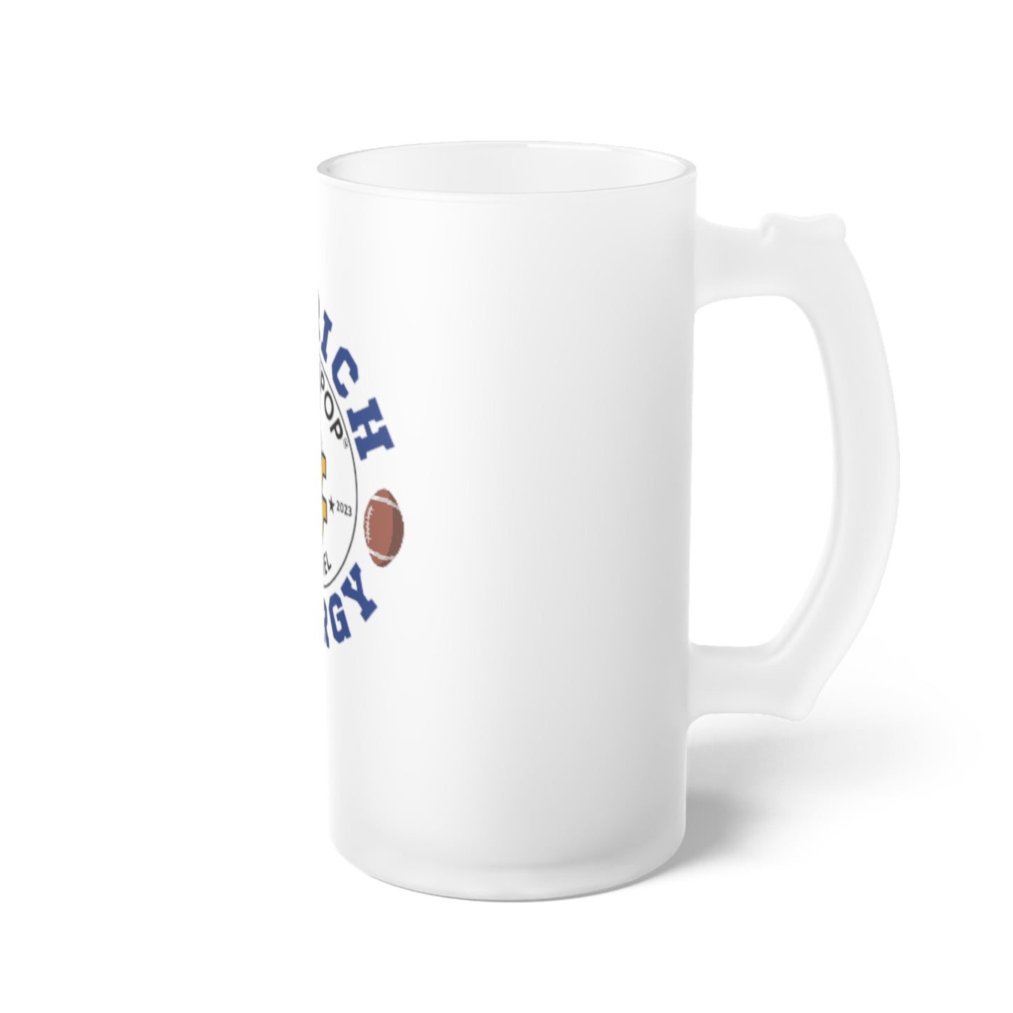 Frosted Glass Beer Mug - BIG RICH ENERGY Design for Tailgating & Celebrations