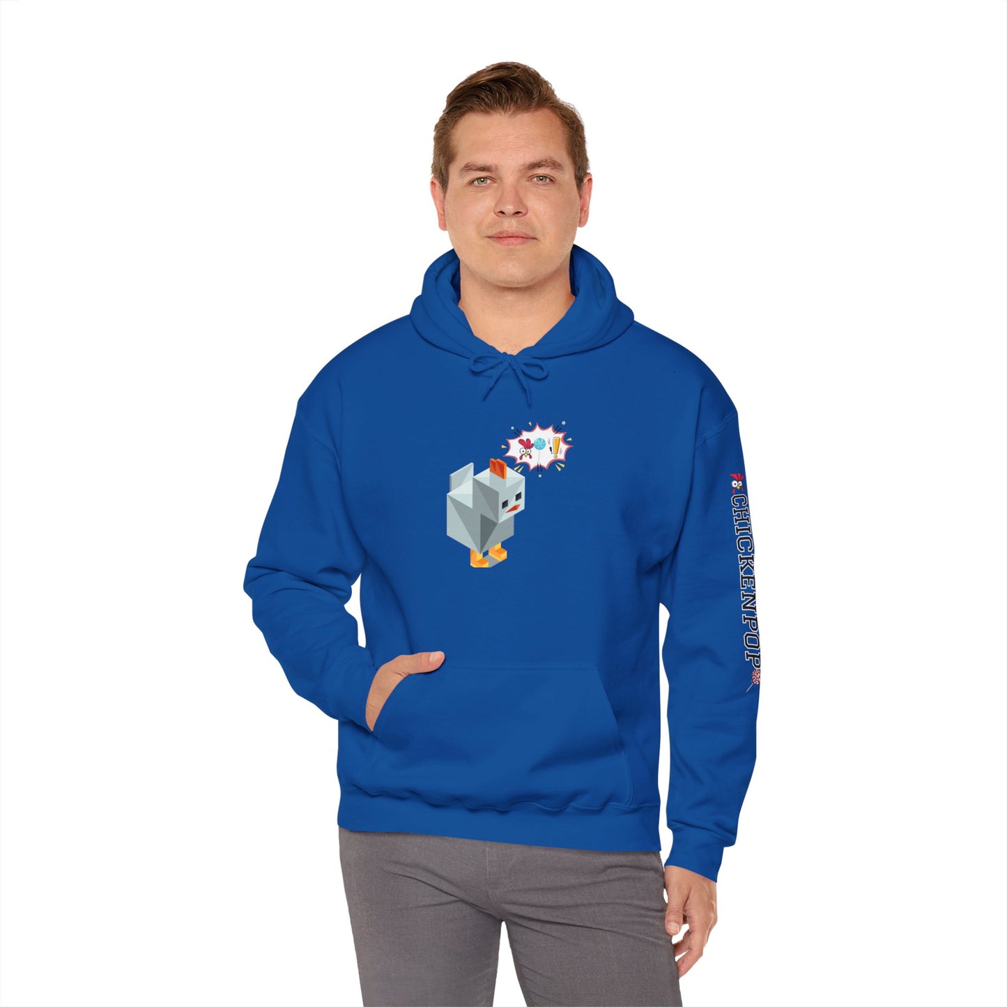 Roblox Chicken Thinks Hoodie UNISEX - ChickenPop Arm Logo Edition