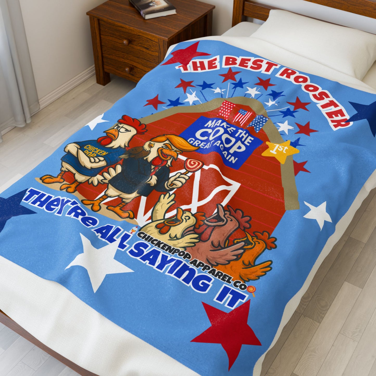 The Best Rooster Blanket – Make the Coop Great Again | Funny Chicken Throw Blanket for Adults – Cozy, Patriotic & Hilarious Gift