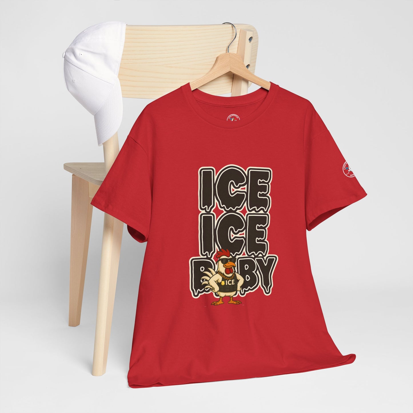 ICE ICE BABY Funny Chicken T-Shirt – Coop Daddy Parody Tee for Music & Poultry Fans