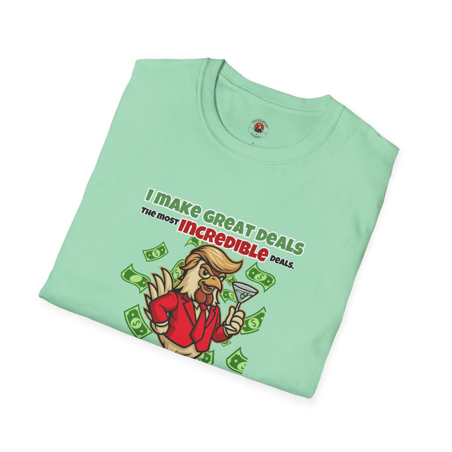 Cock-a-Doodle-Don “Like a Genius” Money Deal Rooster Tee – Funny Political Satire Shirt | ChickenPop Apparel Co.