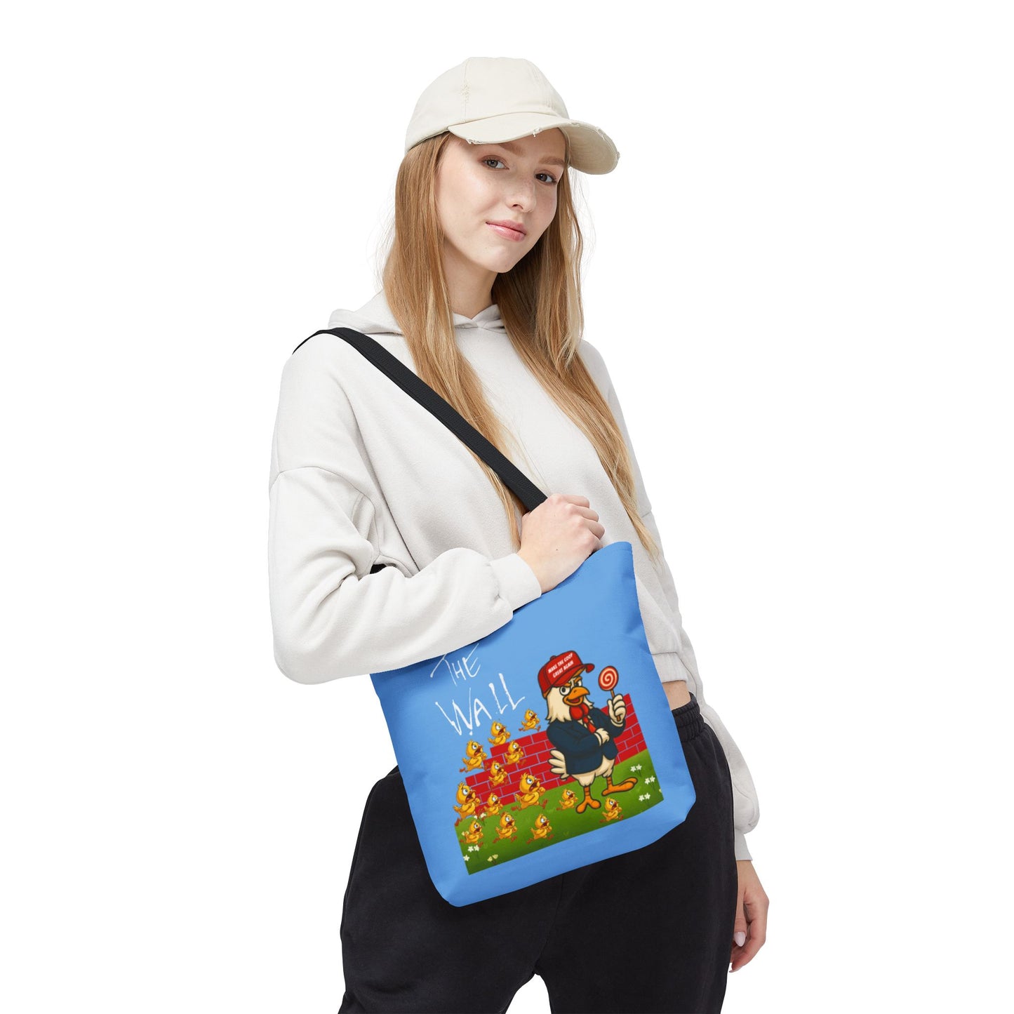 Another Chick Thru The Wall Tote Bag – Funny Political Chicken Graphic | Durable Eco-Friendly Canvas Shopper for Everyday Use