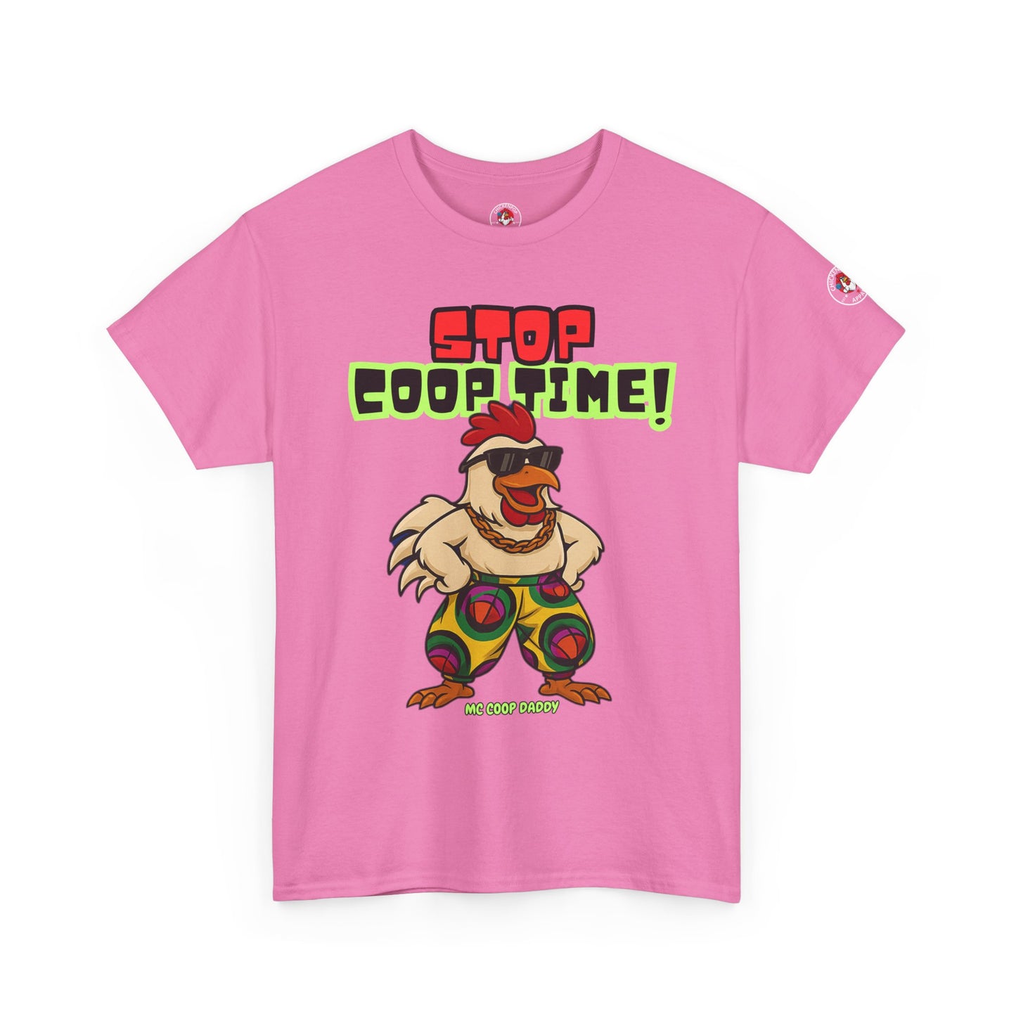 Stop COOP TIME! Funny Chicken T-Shirt – MC Coop Daddy 90s Hip Hop Parody Tee | Unisex Heavy Cotton | ChickenPop Apparel