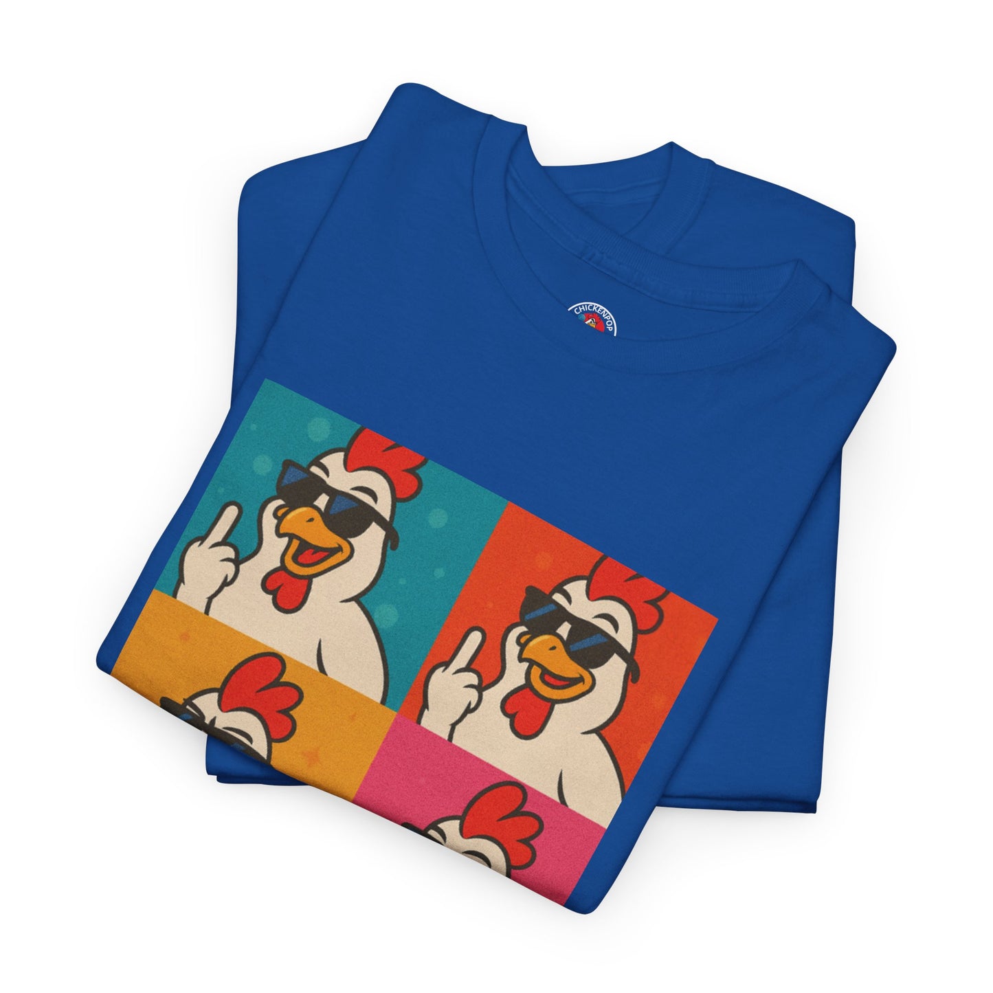 Warhol Pop Art Chicken T-Shirt – Funny Coop Daddy Middle Finger Tee for Bold Style