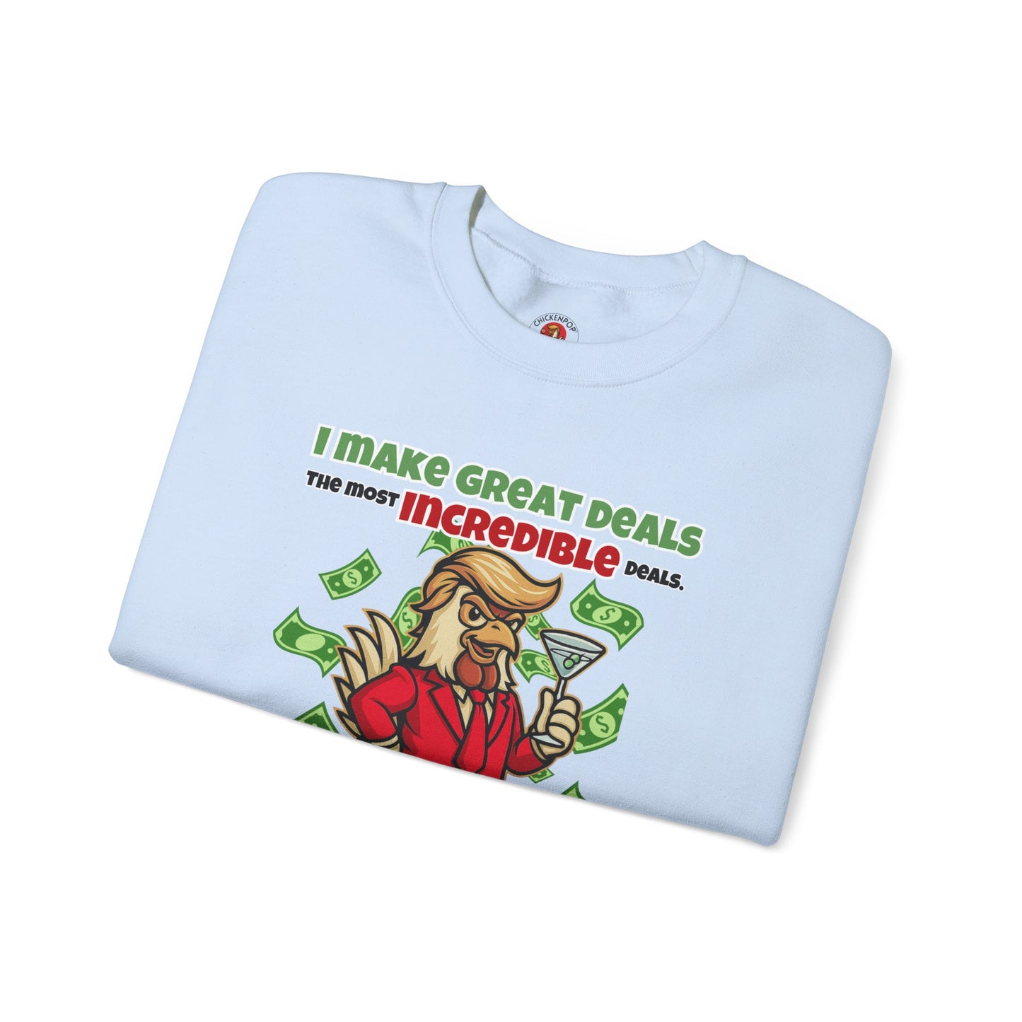 Like A Genius Crewneck Sweatshirt – Funny Political Graphic Pullover | Unisex Heavy Blend with ChickenPop Logo | Ethically Made & Cozy Cold-Weather Humor