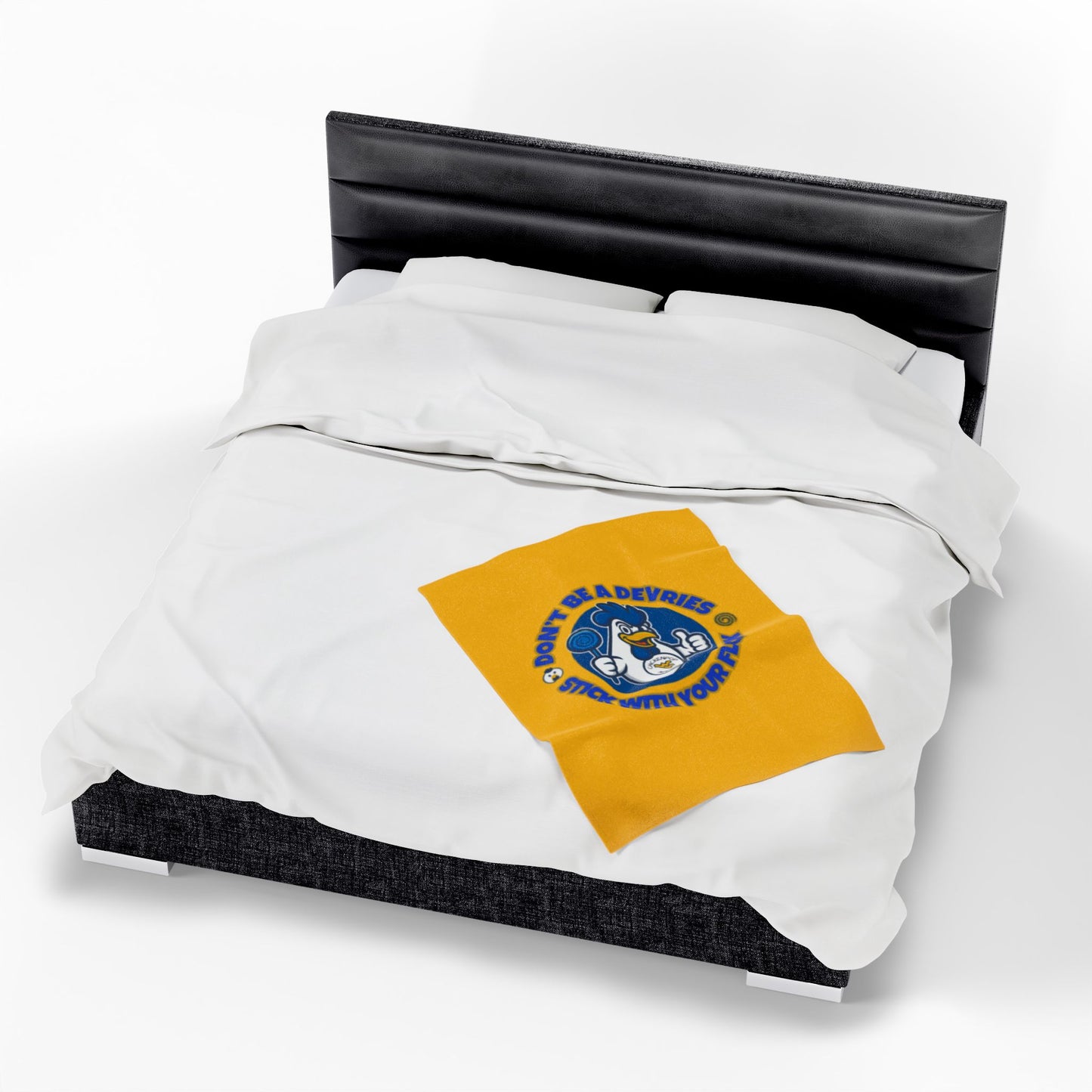 Don't Be A Devries Original Logo Velveteen Plush Blanket Gold