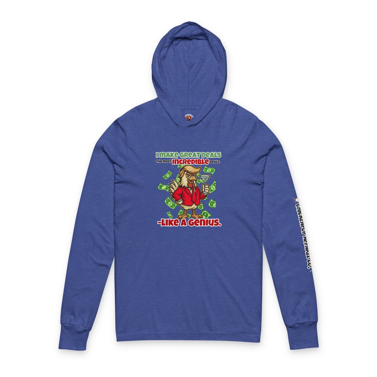 Like a Genius Hooded Long Sleeve Tee – Funny Political Rooster Hoodie Shirt | ChickenPop Apparel Co.