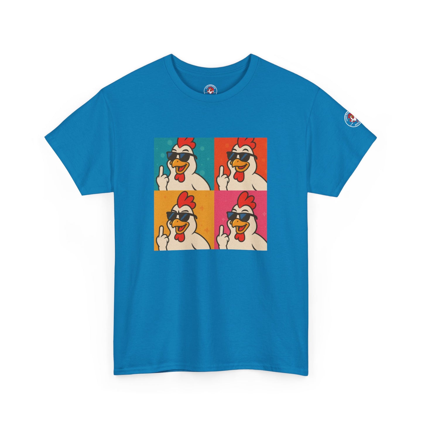 Warhol Pop Art Chicken T-Shirt – Funny Coop Daddy Middle Finger Tee for Bold Style