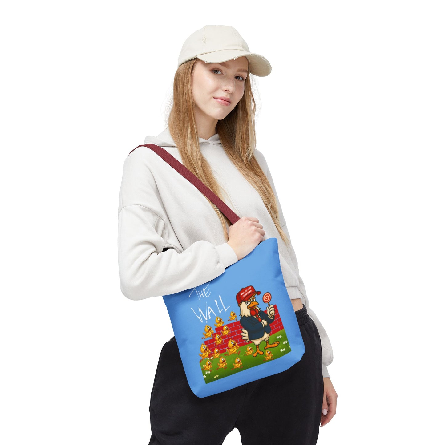 Another Chick Thru The Wall Tote Bag – Funny Political Chicken Graphic | Durable Eco-Friendly Canvas Shopper for Everyday Use