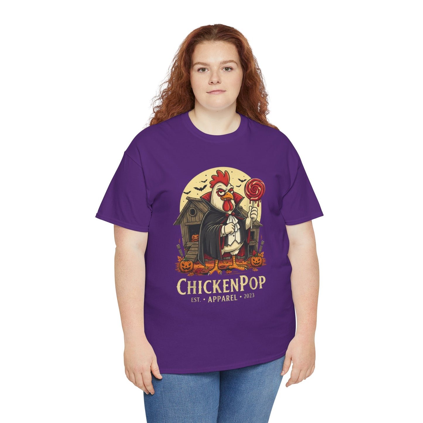ChickenPop Sucker For a Pop Vampire Rooster Halloween T-Shirt – Funny Spooky Graphic Tee for Fall & Costume Season