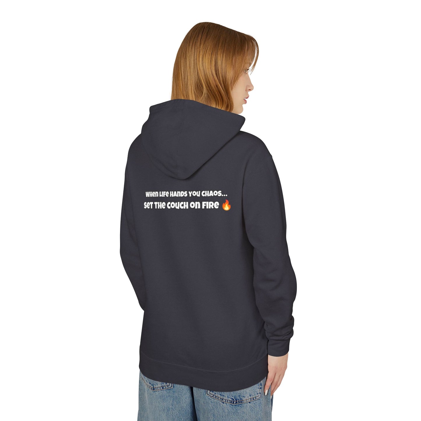 Big Rich Energy Burning Couch Hoodie – Chaos Quote 🔥FREE SHIPPING🔥