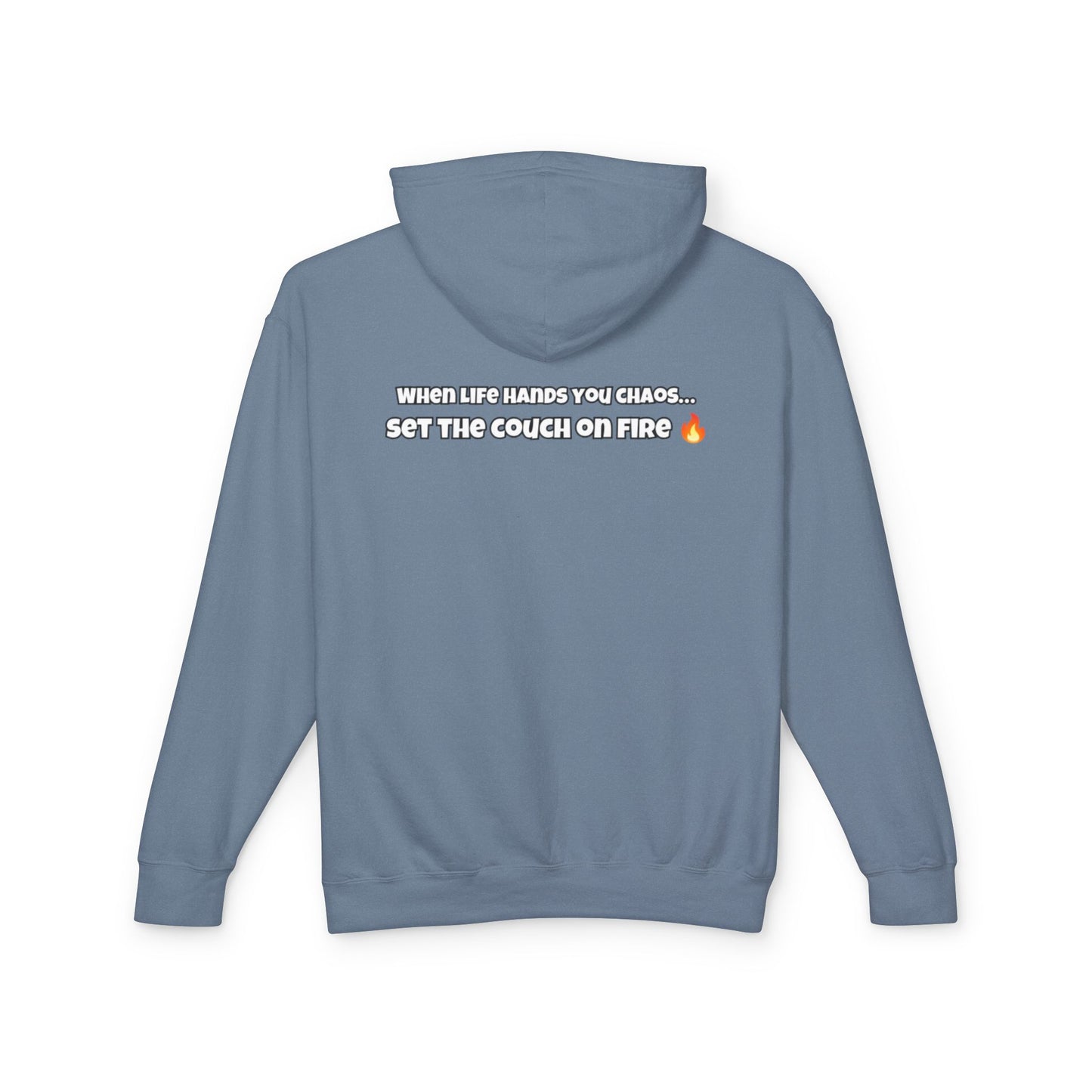 Big Rich Energy Burning Couch Hoodie – Chaos Quote 🔥FREE SHIPPING🔥