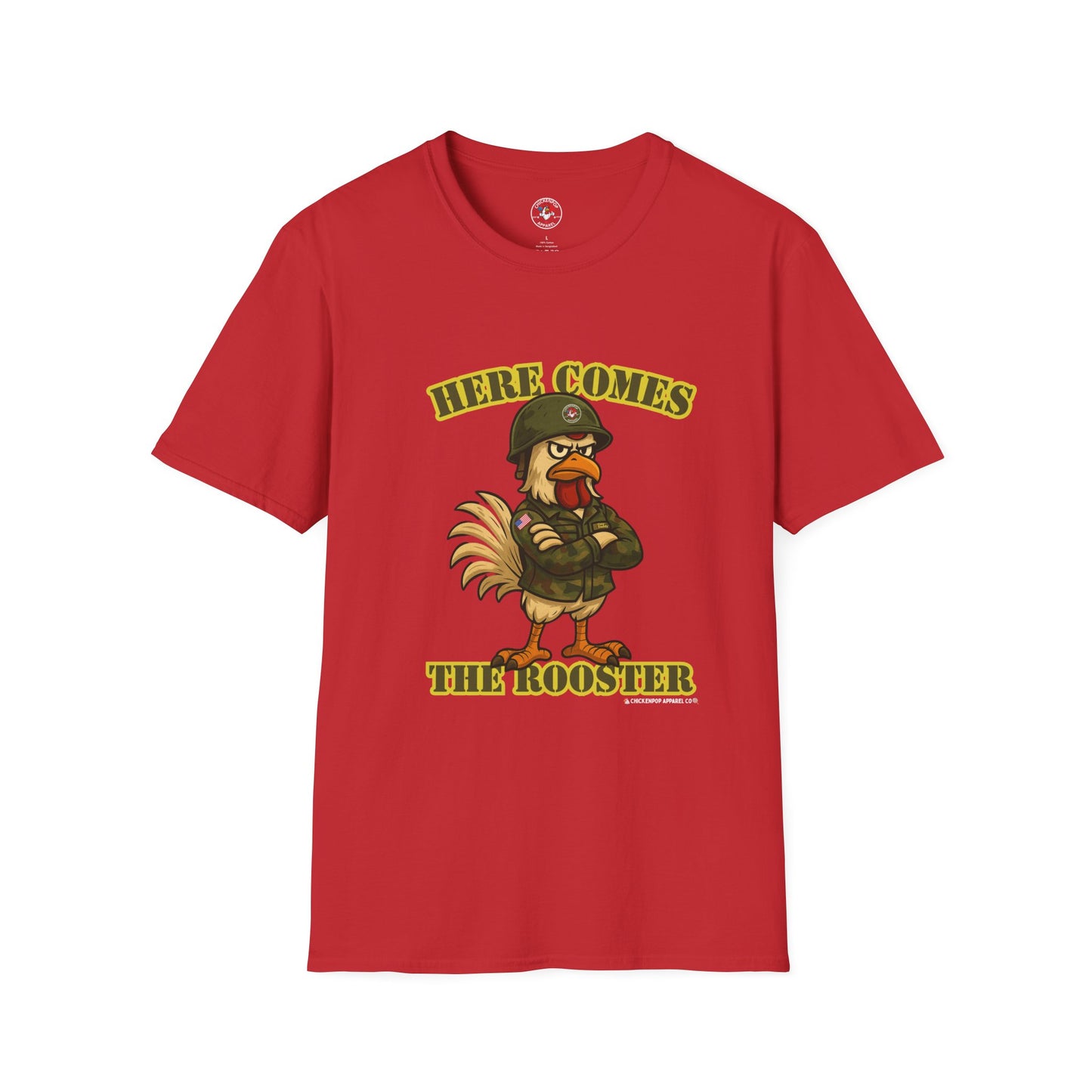 Here Comes the Rooster Music Graphic Tee with Front & Back Print Unisex Rock T-Shirt