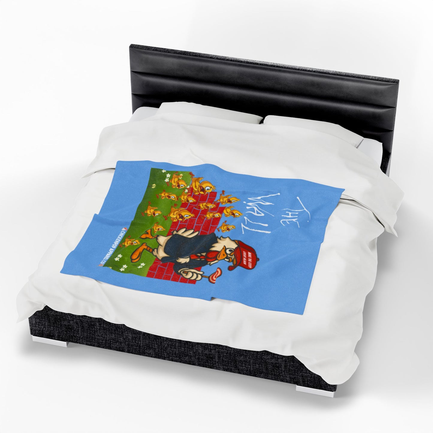 Another Chick Thru The Wall Velveteen Blanket – Funny Political Chicken Throw | Soft, L Satire Blanket for Couch, Bed, or Statement Decor