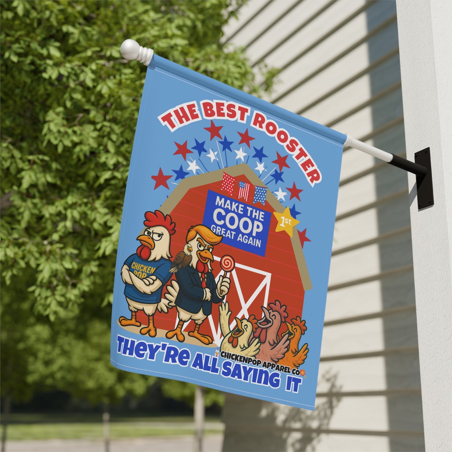 The Best Rooster Garden Flag – "They’re All Saying It" | Funny Political Yard Banner