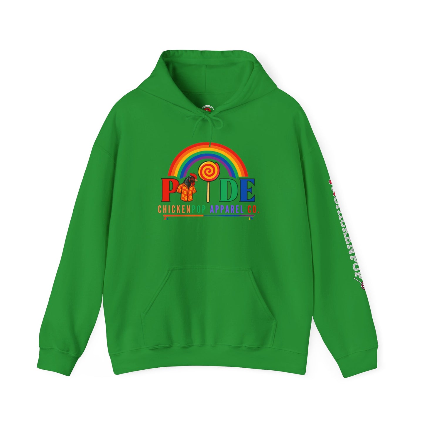 Pride Month Hoodie – ChickenPop Apparel | Rainbow Logo with Coop Daddy – Unisex LGBTQ+ Sweatshirt