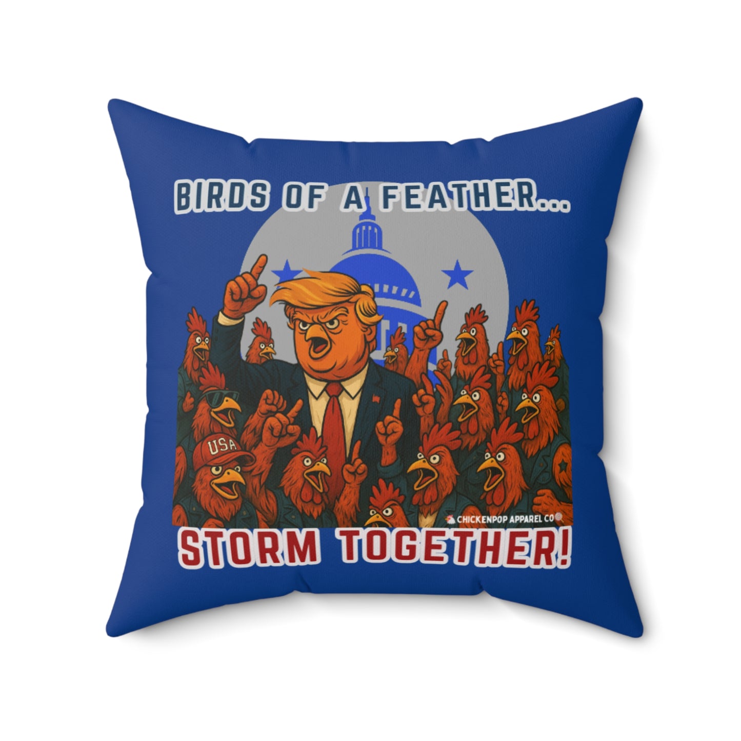 Birds of a Feather Storm Together Pillow – Bold Political Satire Throw Pillow in 4 Sizes