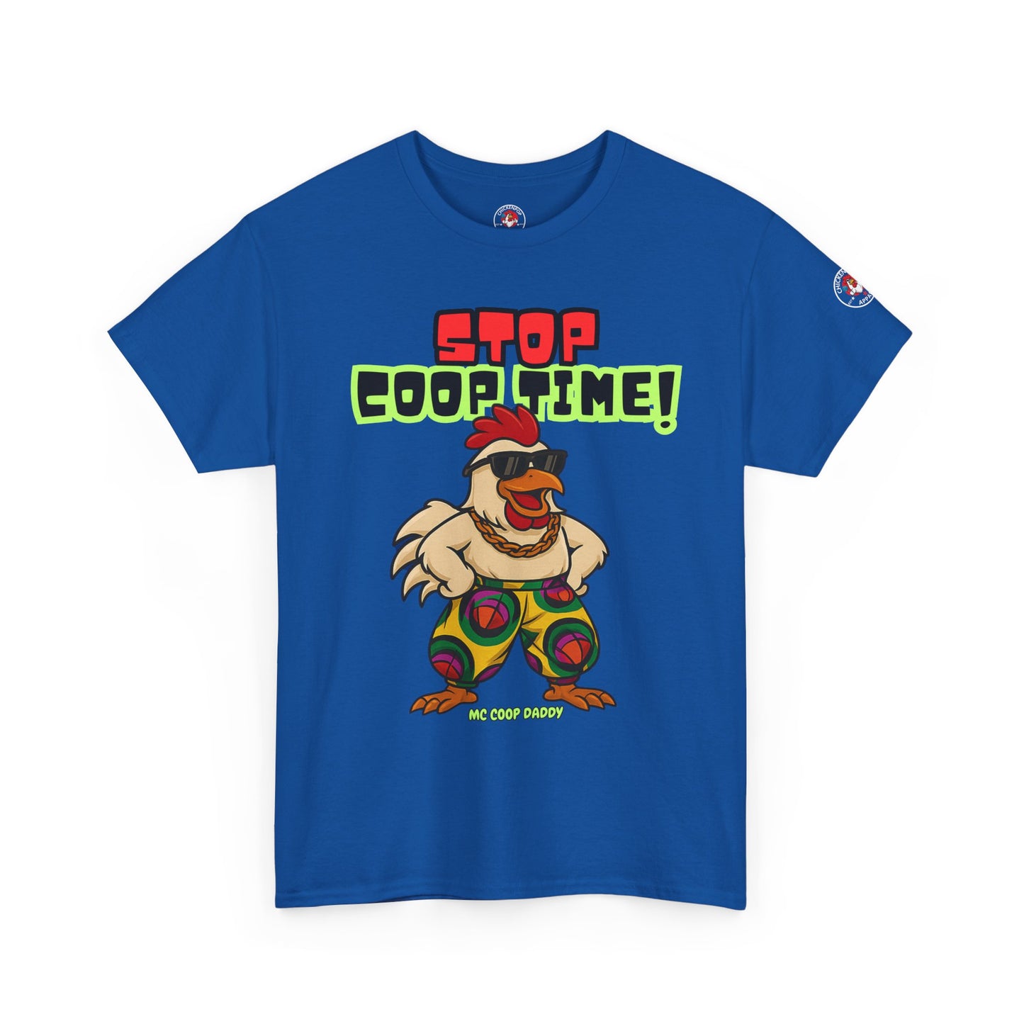 Stop COOP TIME! Funny Chicken T-Shirt – MC Coop Daddy 90s Hip Hop Parody Tee | Unisex Heavy Cotton | ChickenPop Apparel