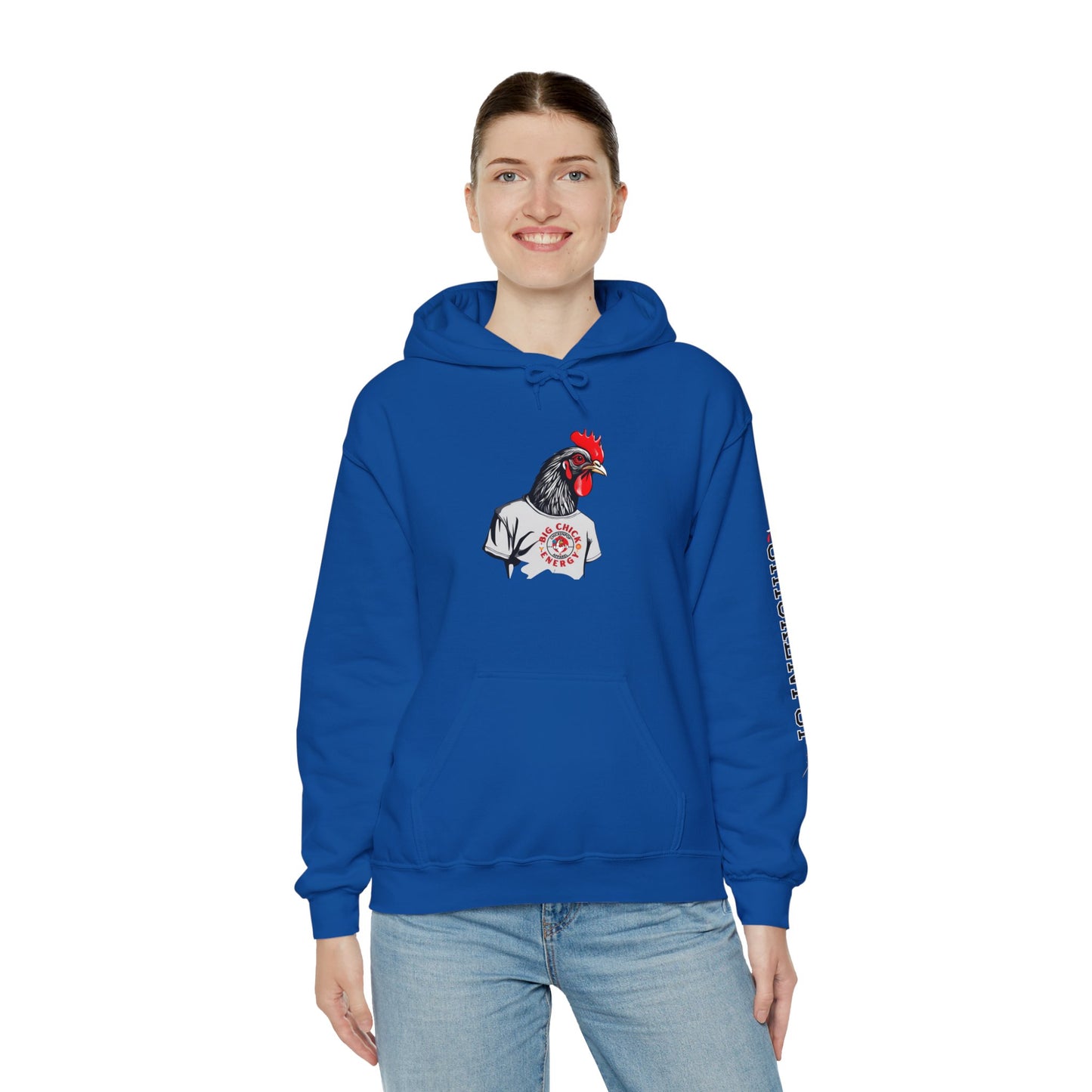 Big Chick Energy Giant Rooster Logo Unisex Hoodie - ChickenPop Arm Logo Edition