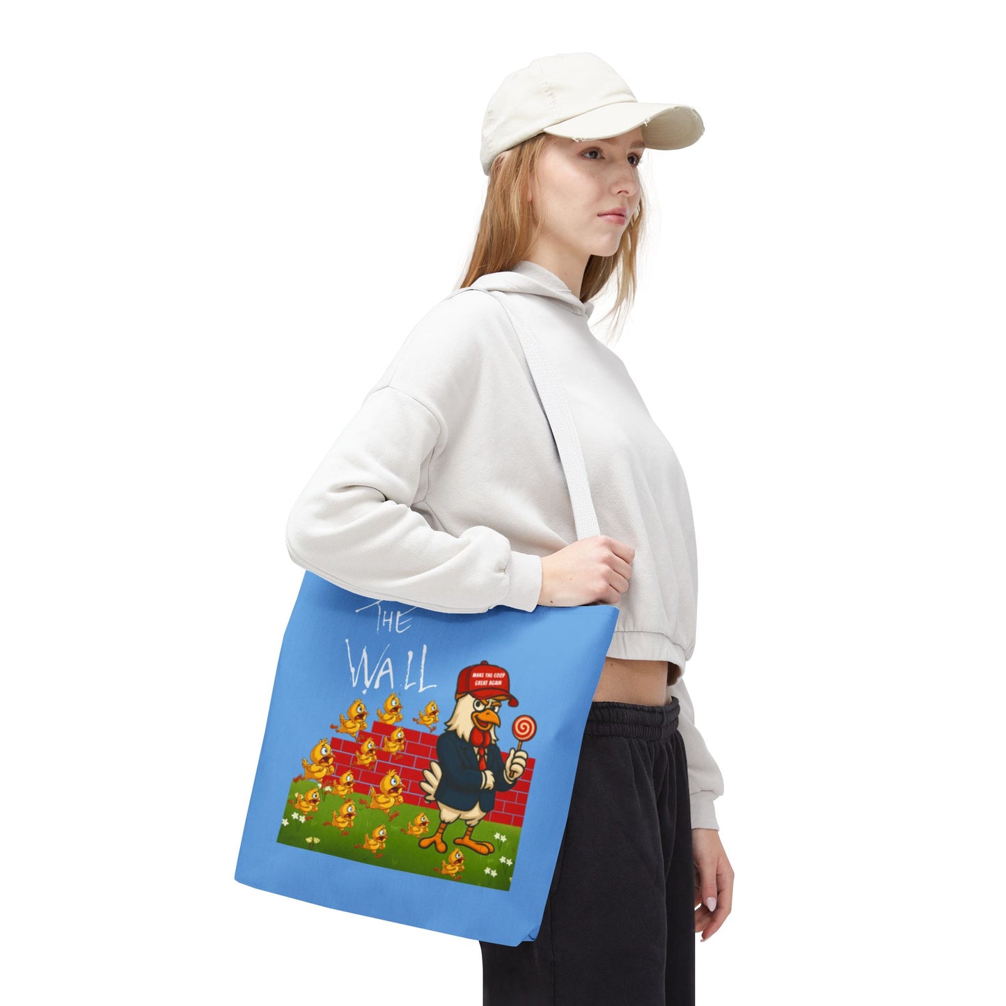 Another Chick Thru The Wall Tote Bag – Funny Political Chicken Graphic | Durable Eco-Friendly Canvas Shopper for Everyday Use