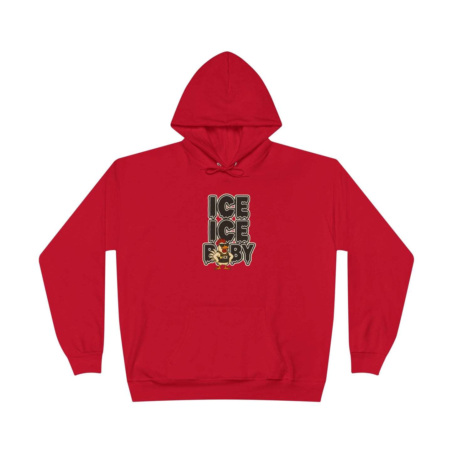 ICE ICE BABY Funny Chicken Hoodie – Retro Hip-Hop Pullover for Music Fans, Students & Cold-Weather Comedians