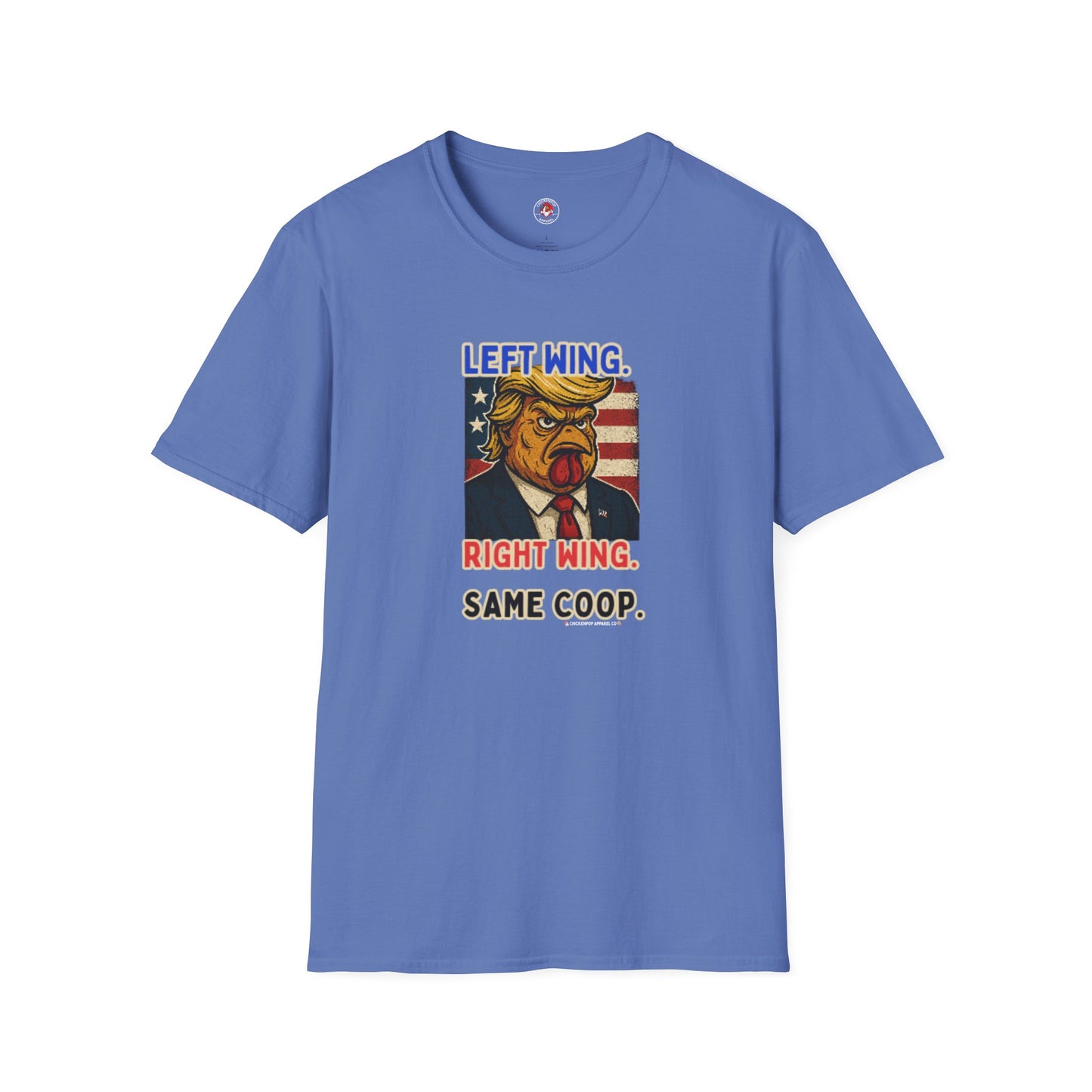 Cock-a-Doodle-Don "Left Wing. Right Wing. Same Coop." Political Satire Tee – Unisex Graphic T-Shirt