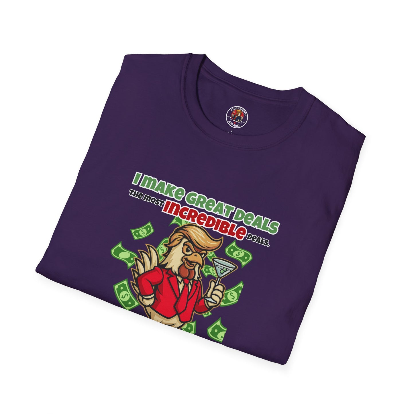 Cock-a-Doodle-Don “Like a Genius” Money Deal Rooster Tee – Funny Political Satire Shirt | ChickenPop Apparel Co.