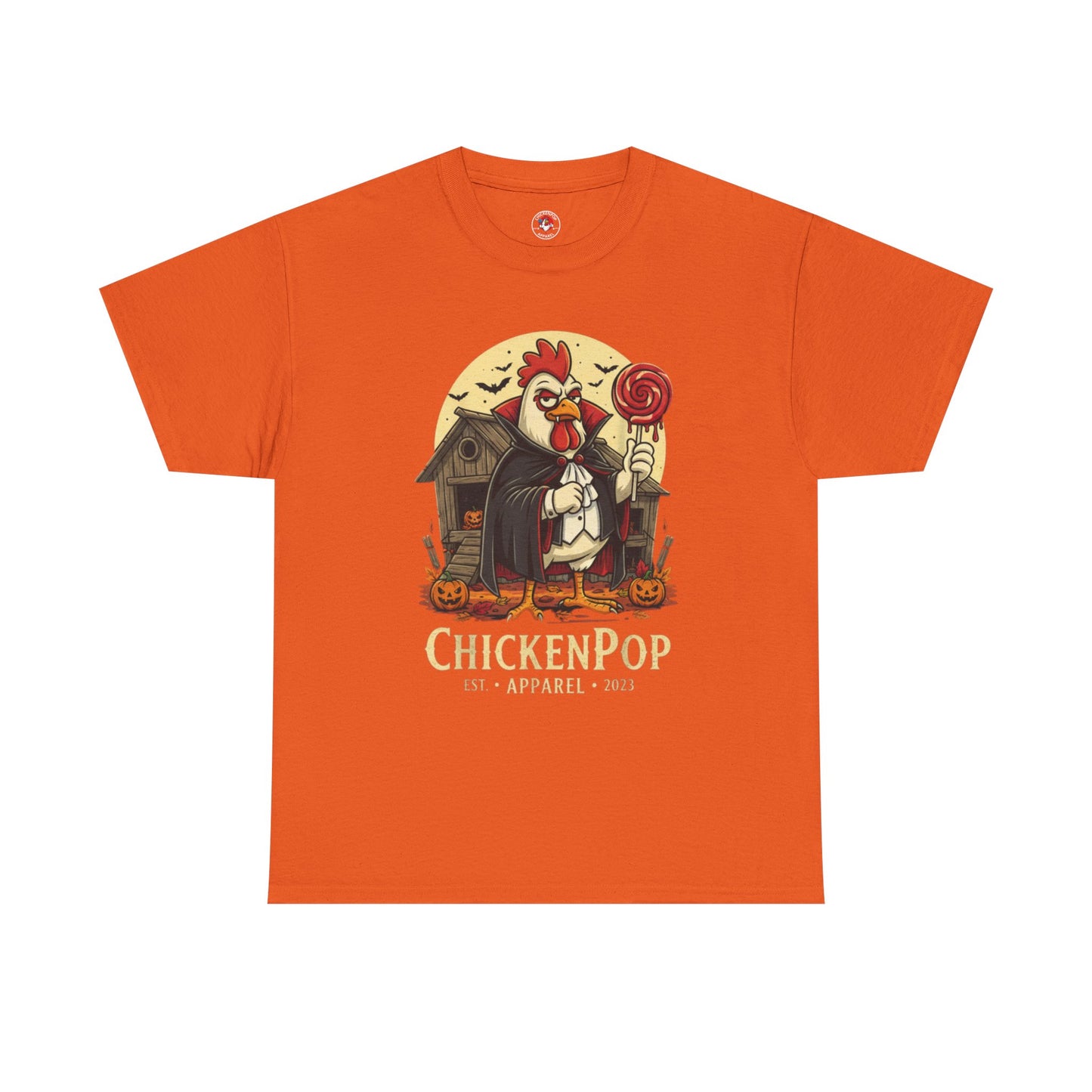 ChickenPop Sucker For a Pop Vampire Rooster Halloween T-Shirt – Funny Spooky Graphic Tee for Fall & Costume Season