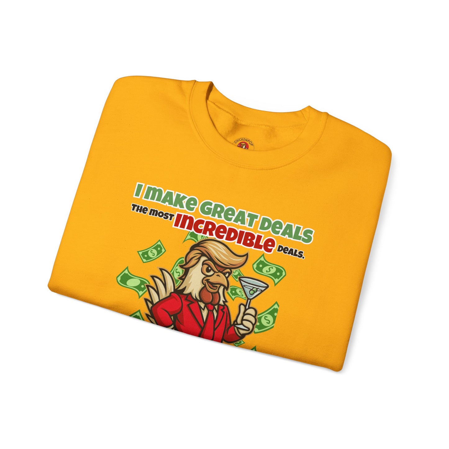 Like A Genius Crewneck Sweatshirt – Funny Political Graphic Pullover | Unisex Heavy Blend with ChickenPop Logo | Ethically Made & Cozy Cold-Weather Humor