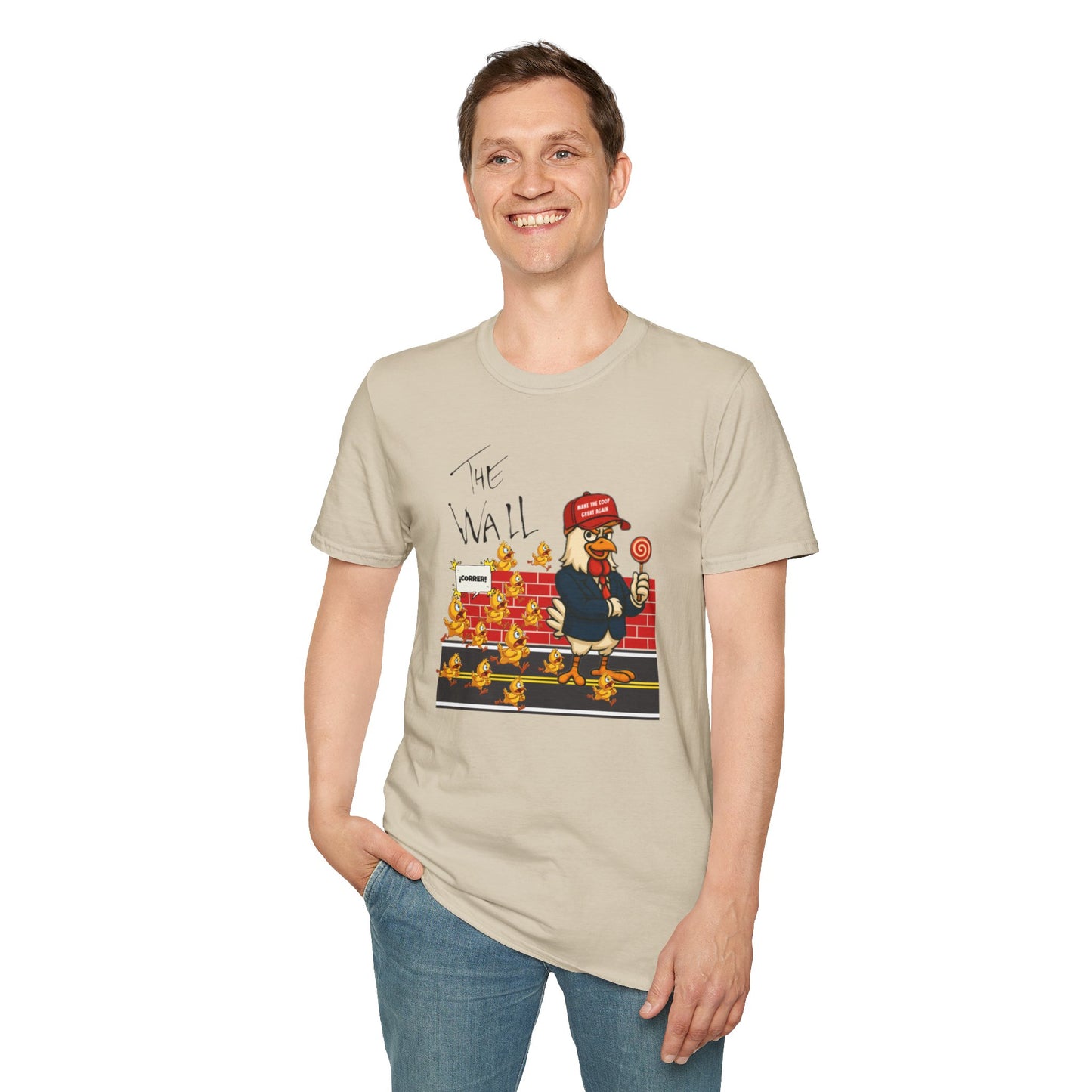Another Chick Thru The Wall | Funny Political Chicken Graphic Tee – Cock-a-Doodle-Don Collection