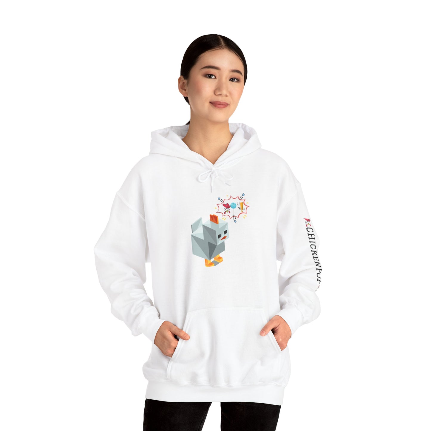 Roblox Chicken Thinks Hoodie UNISEX - ChickenPop Arm Logo Edition