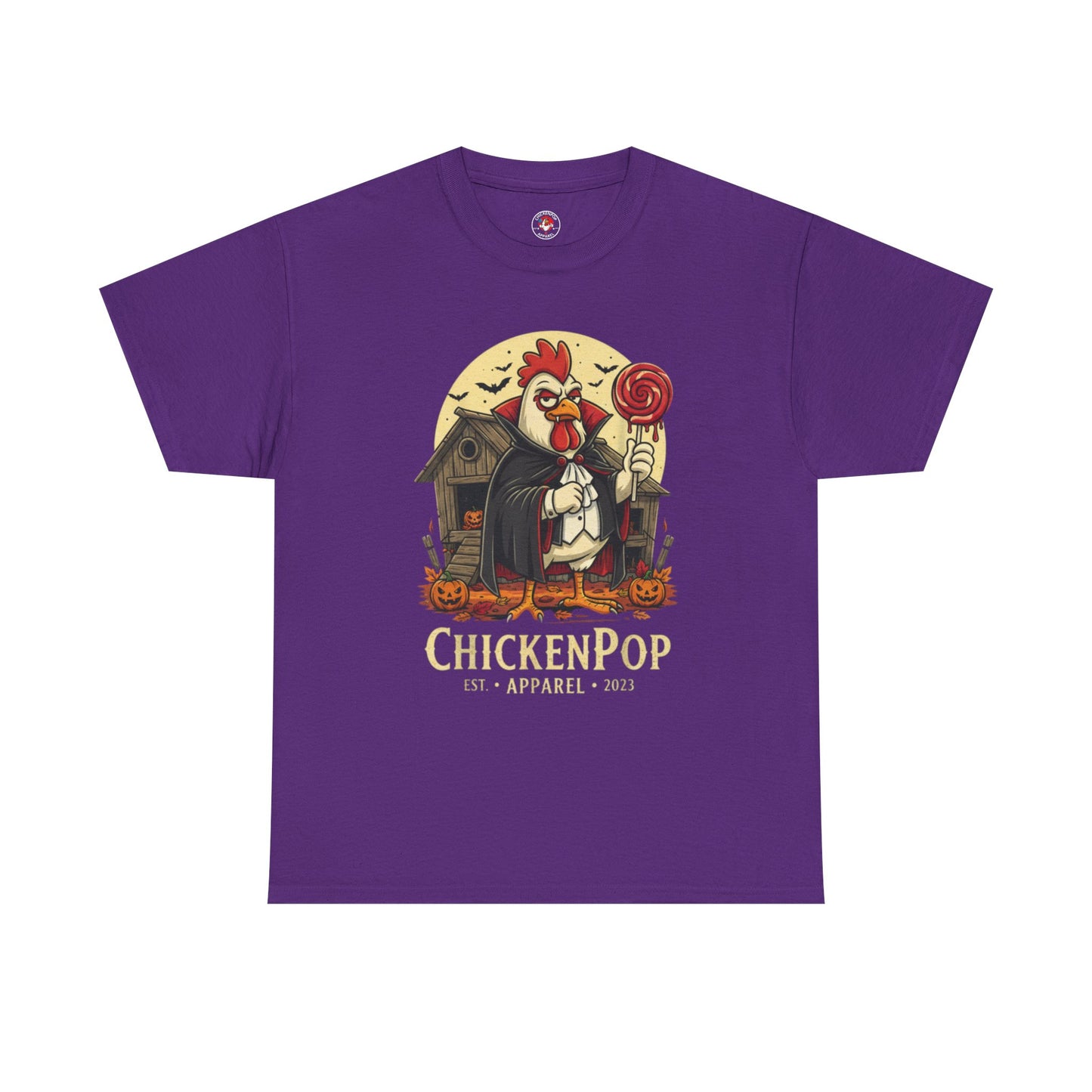 ChickenPop Sucker For a Pop Vampire Rooster Halloween T-Shirt – Funny Spooky Graphic Tee for Fall & Costume Season