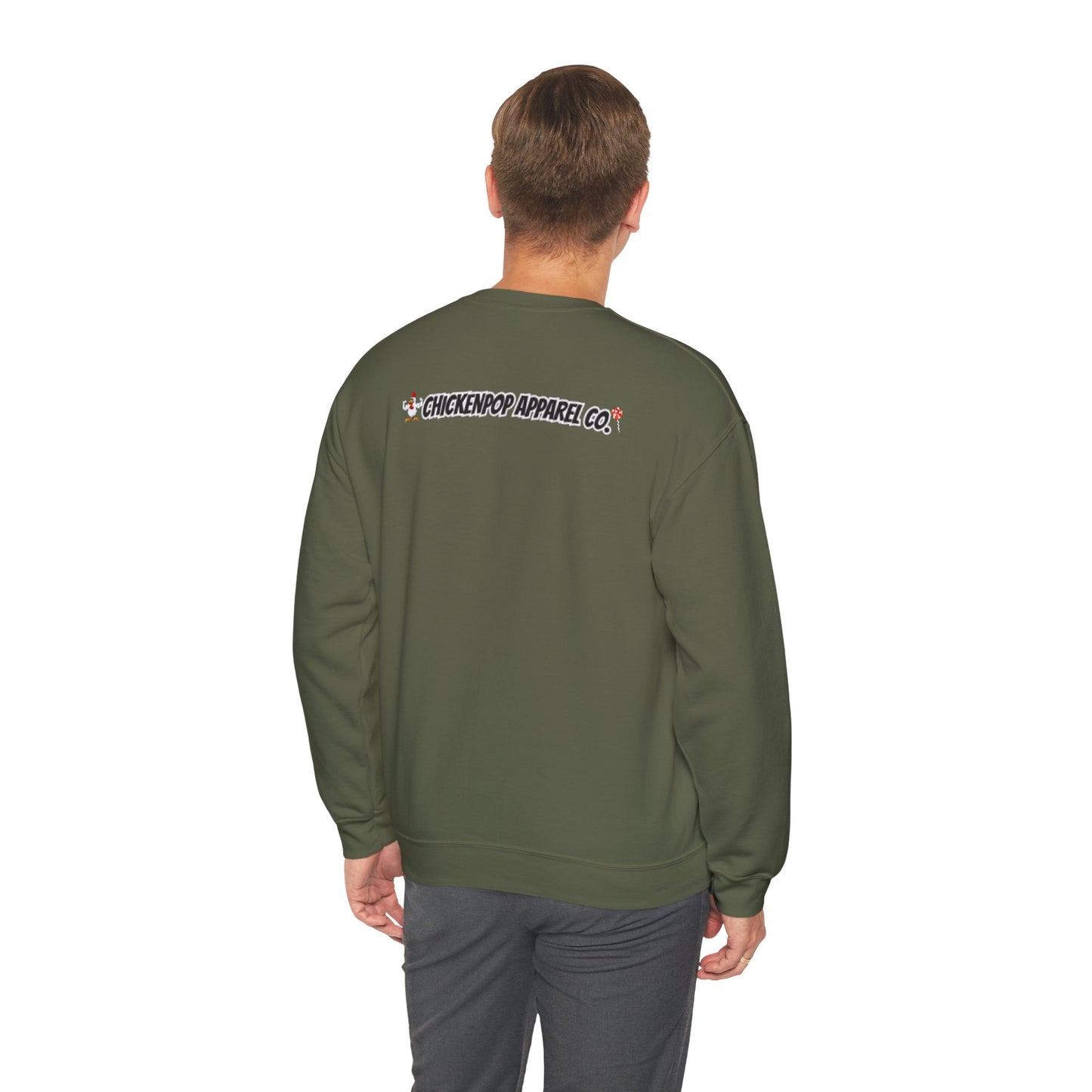 Coop Wars Crewneck Sweatshirt – Funny Political Graphic Pullover | Unisex Heavy Blend with ChickenPop Logo | Ethically Made & Cozy Cold-Weather Humor