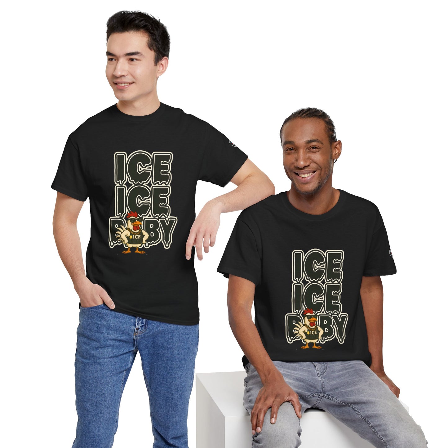 ICE ICE BABY Funny Chicken T-Shirt – Coop Daddy Parody Tee for Music & Poultry Fans