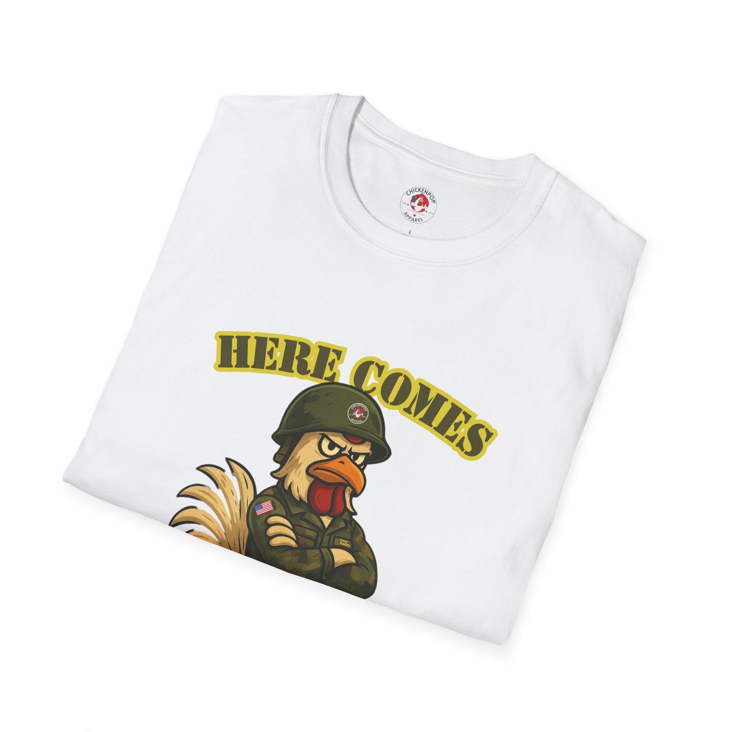 Here Comes the Rooster Music Graphic Tee with Front & Back Print Unisex Rock T-Shirt