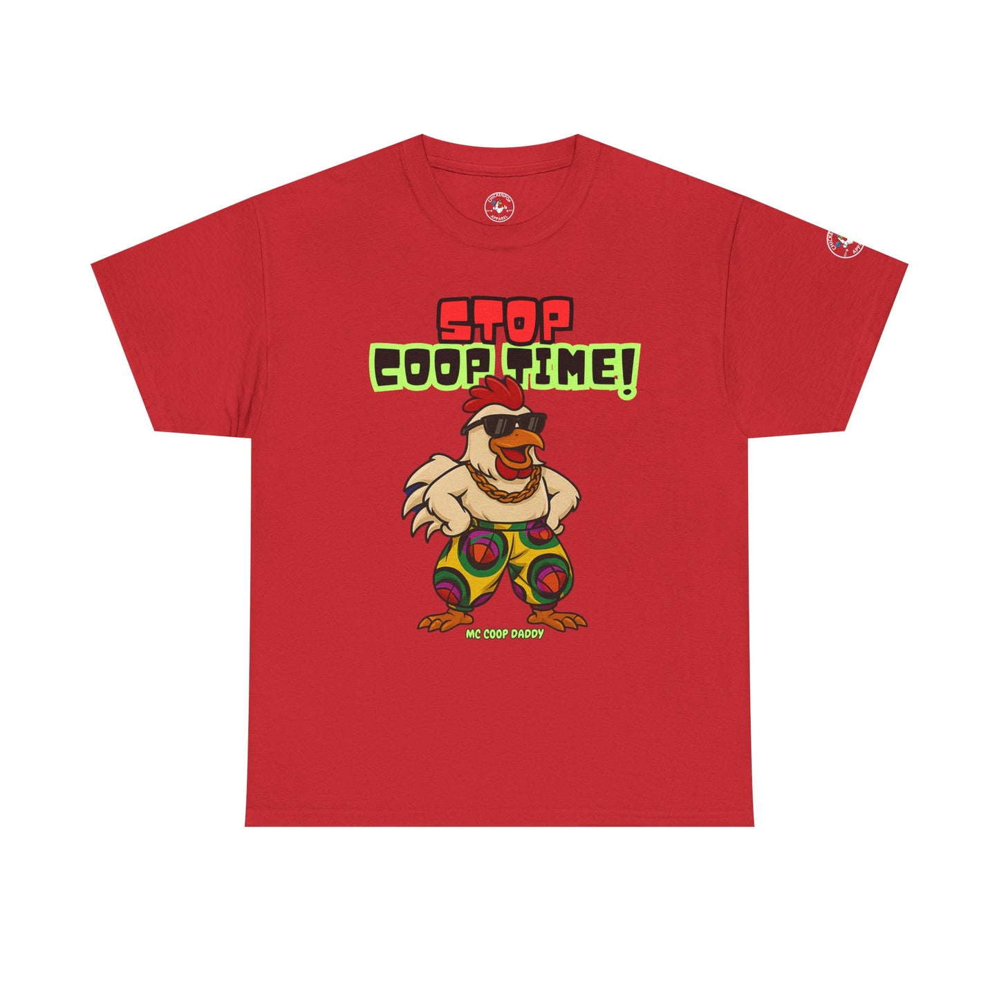 Stop COOP TIME! Funny Chicken T-Shirt – MC Coop Daddy 90s Hip Hop Parody Tee | Unisex Heavy Cotton | ChickenPop Apparel