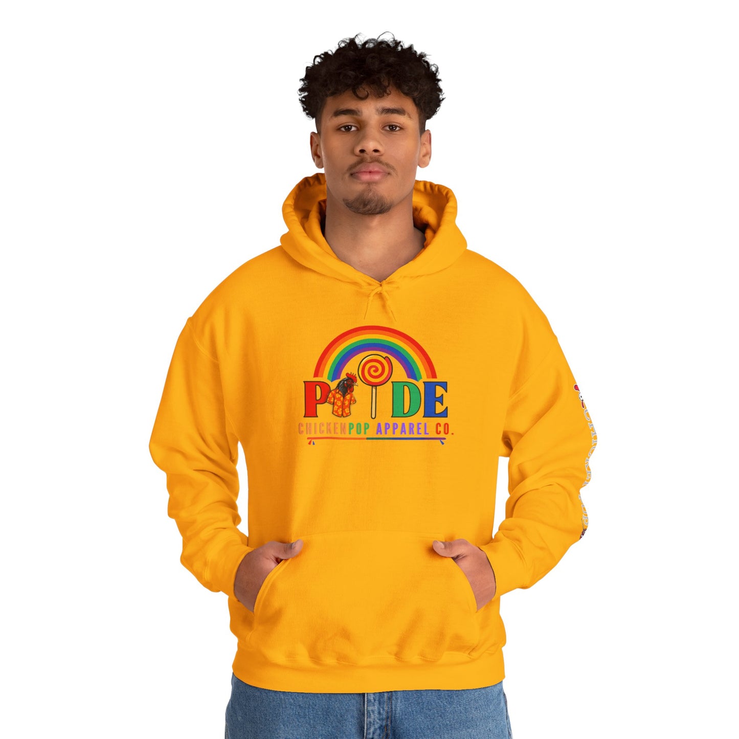 Pride Month Hoodie – ChickenPop Apparel | Rainbow Logo with Coop Daddy – Unisex LGBTQ+ Sweatshirt