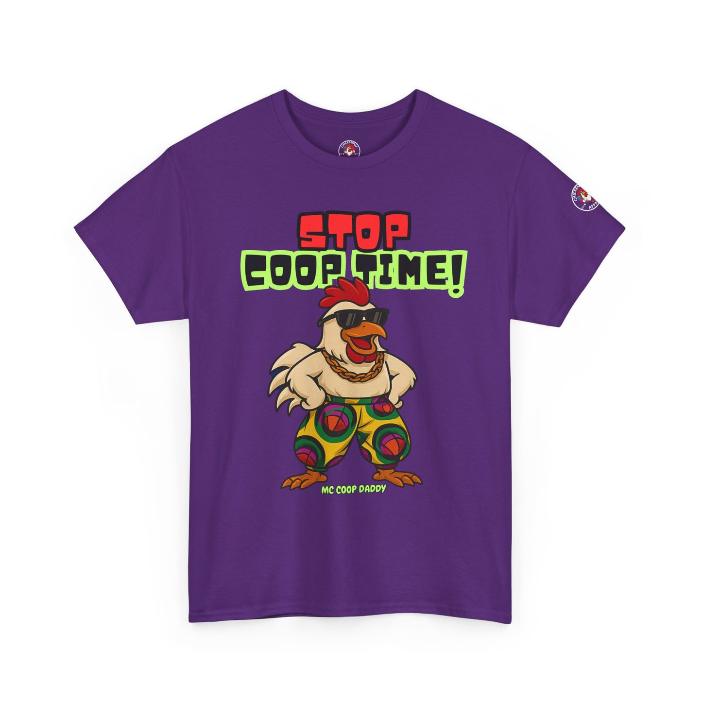 Stop COOP TIME! Funny Chicken T-Shirt – MC Coop Daddy 90s Hip Hop Parody Tee | Unisex Heavy Cotton | ChickenPop Apparel