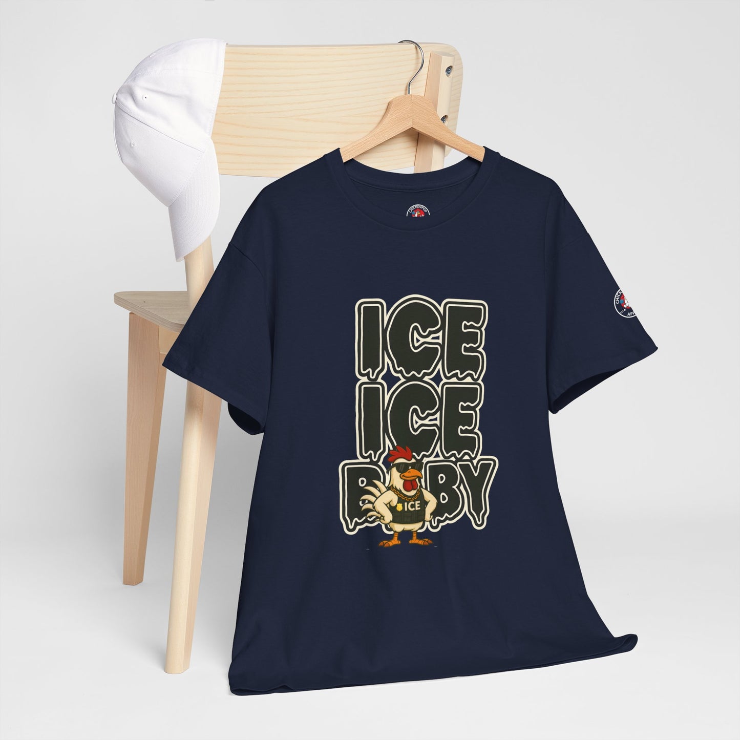 ICE ICE BABY Funny Chicken T-Shirt – Coop Daddy Parody Tee for Music & Poultry Fans