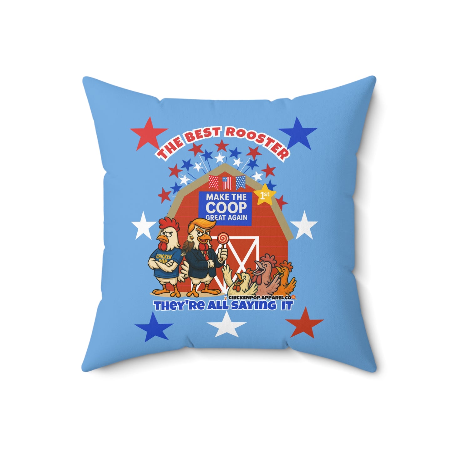 The Best Rooster Throw Pillow – Funny Chicken Decor | Make the Coop Great Again Cushion – Patriotic Farmhouse Accent for Couch, Bed & Gift Giving