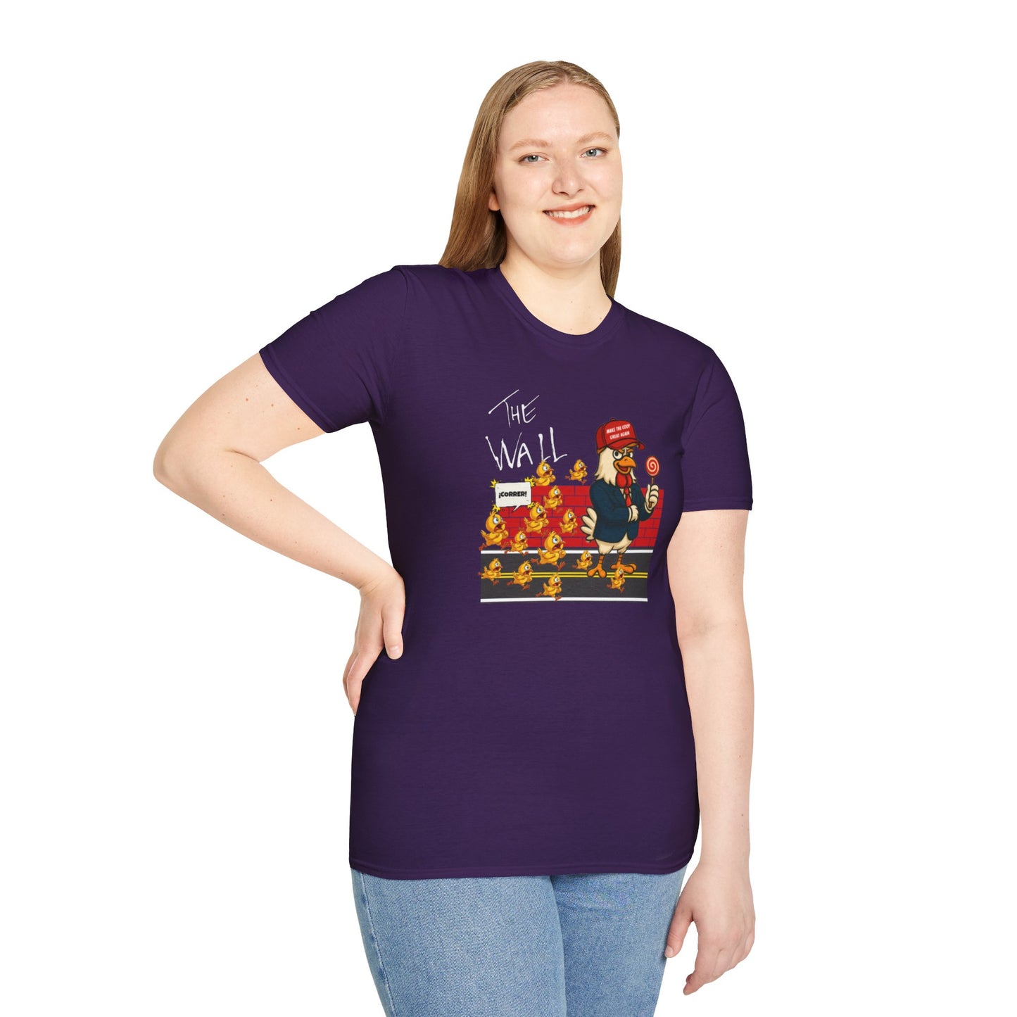Another Chick Thru The Wall | Funny Political Chicken Graphic Tee – Cock-a-Doodle-Don Collection