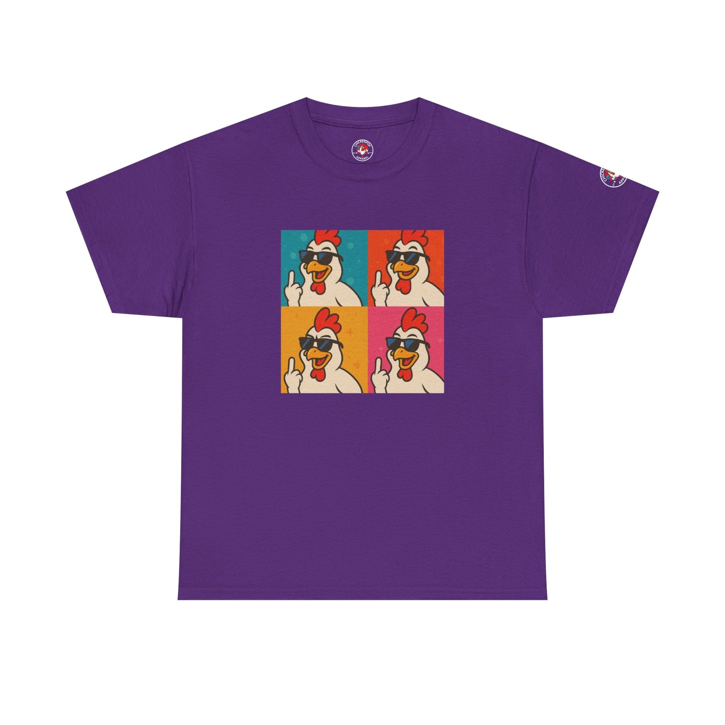 Warhol Pop Art Chicken T-Shirt – Funny Coop Daddy Middle Finger Tee for Bold Style