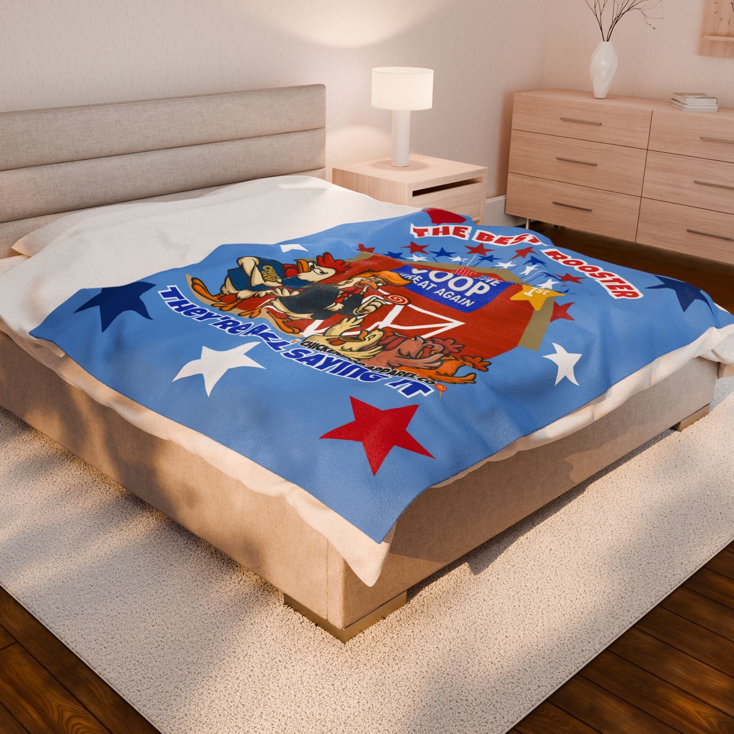 The Best Rooster Blanket – Make the Coop Great Again | Funny Chicken Throw Blanket for Adults – Cozy, Patriotic & Hilarious Gift