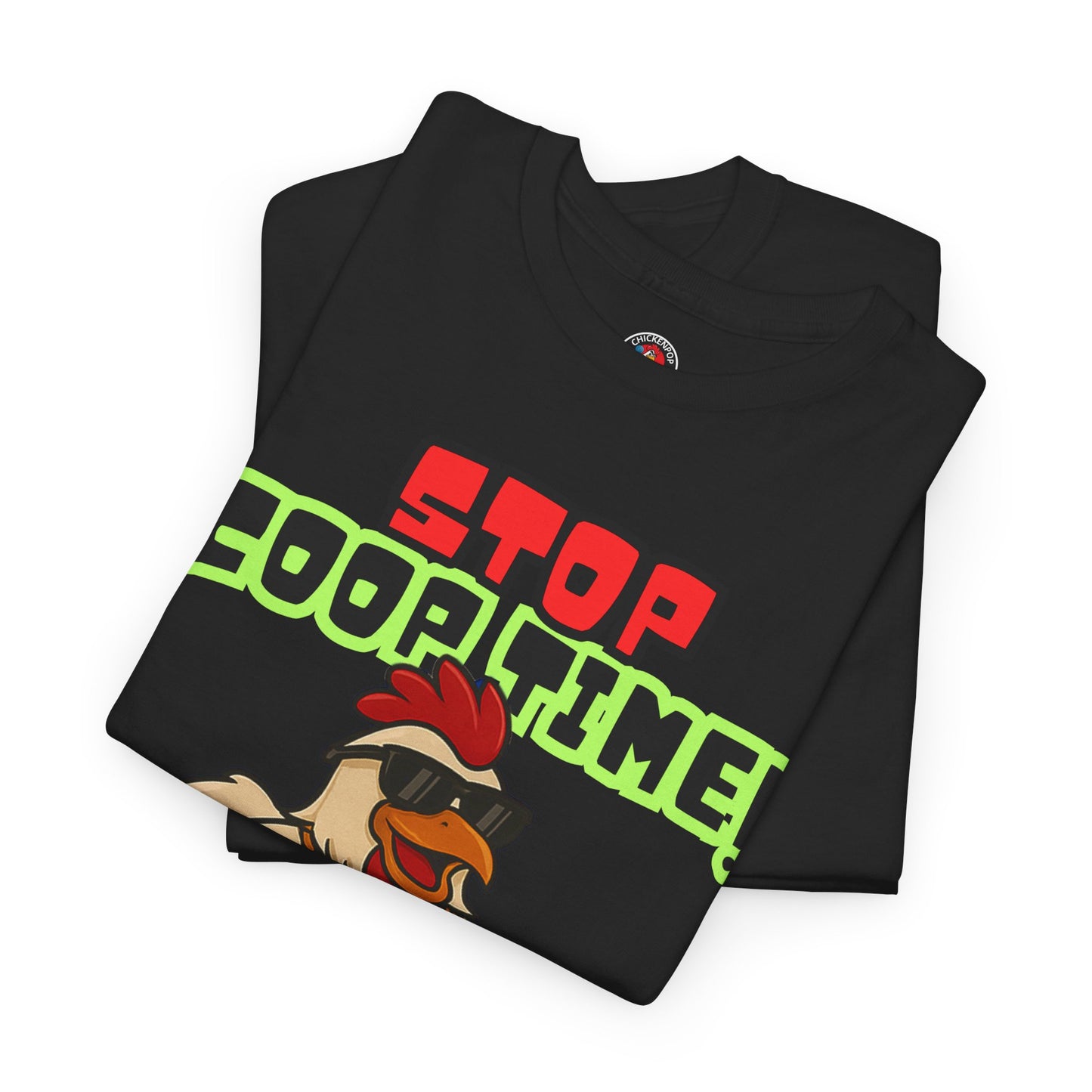 Stop COOP TIME! Funny Chicken T-Shirt – MC Coop Daddy 90s Hip Hop Parody Tee | Unisex Heavy Cotton | ChickenPop Apparel