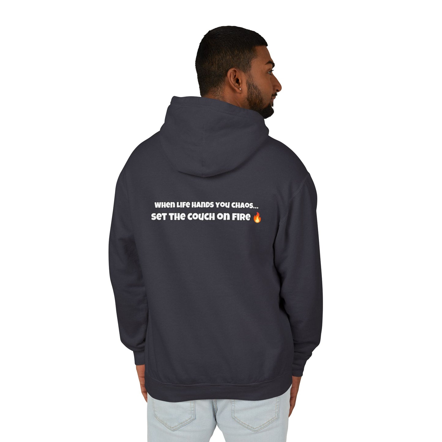 Big Rich Energy Burning Couch Hoodie – Chaos Quote 🔥FREE SHIPPING🔥