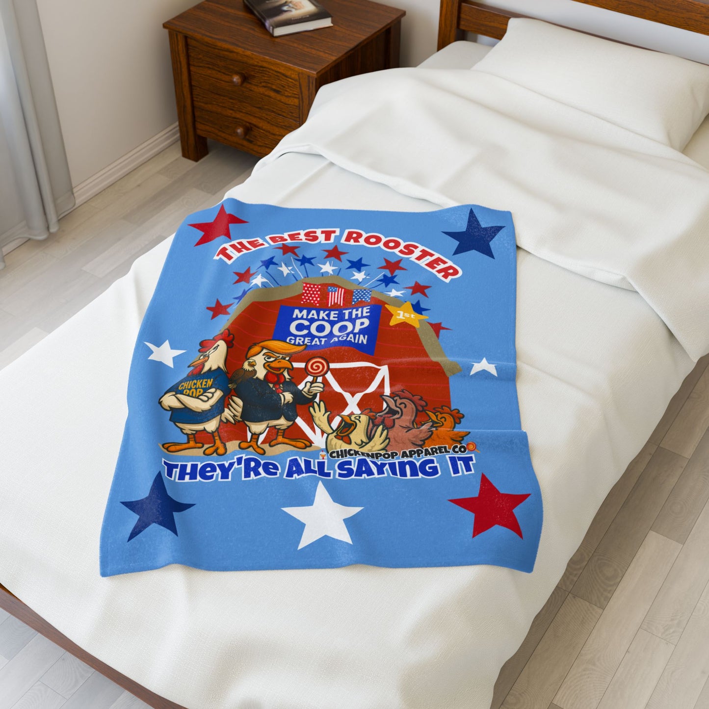 The Best Rooster Blanket – Make the Coop Great Again | Funny Chicken Throw Blanket for Adults – Cozy, Patriotic & Hilarious Gift