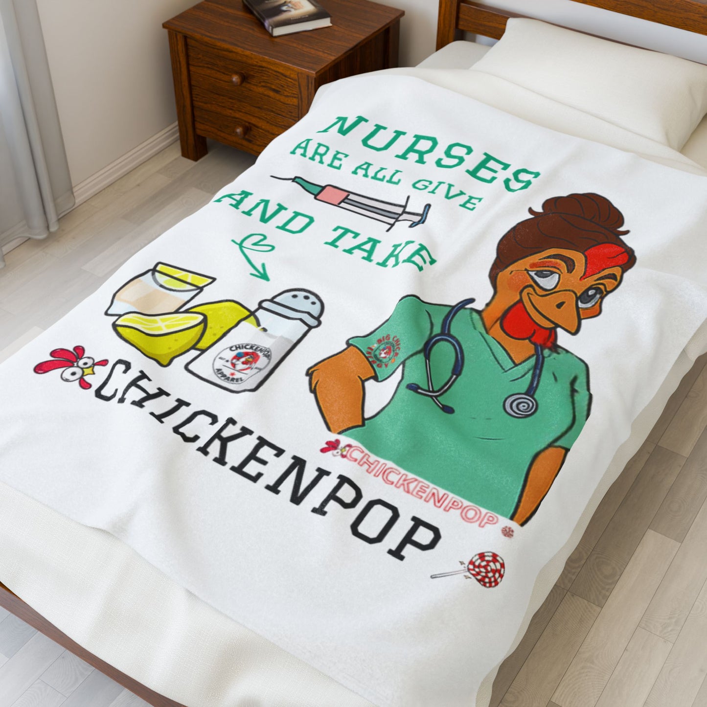 Nurses Are All Give and Take Velveteen Plush Blanket - "Nurses Are All Give and Take" - Cozy Gift for Healthcare Workers