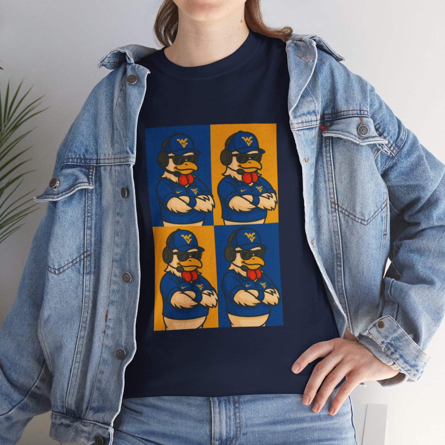 Warhol WVU Coop Daddy T-Shirt – Pop Art Coach Rooster Graphic Tee for Mountaineer Fans FREE SHIPPING