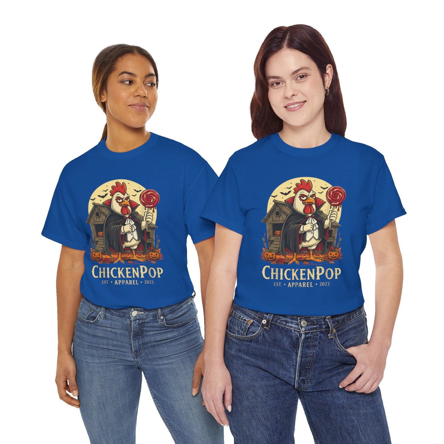 ChickenPop Sucker For a Pop Vampire Rooster Halloween T-Shirt – Funny Spooky Graphic Tee for Fall & Costume Season