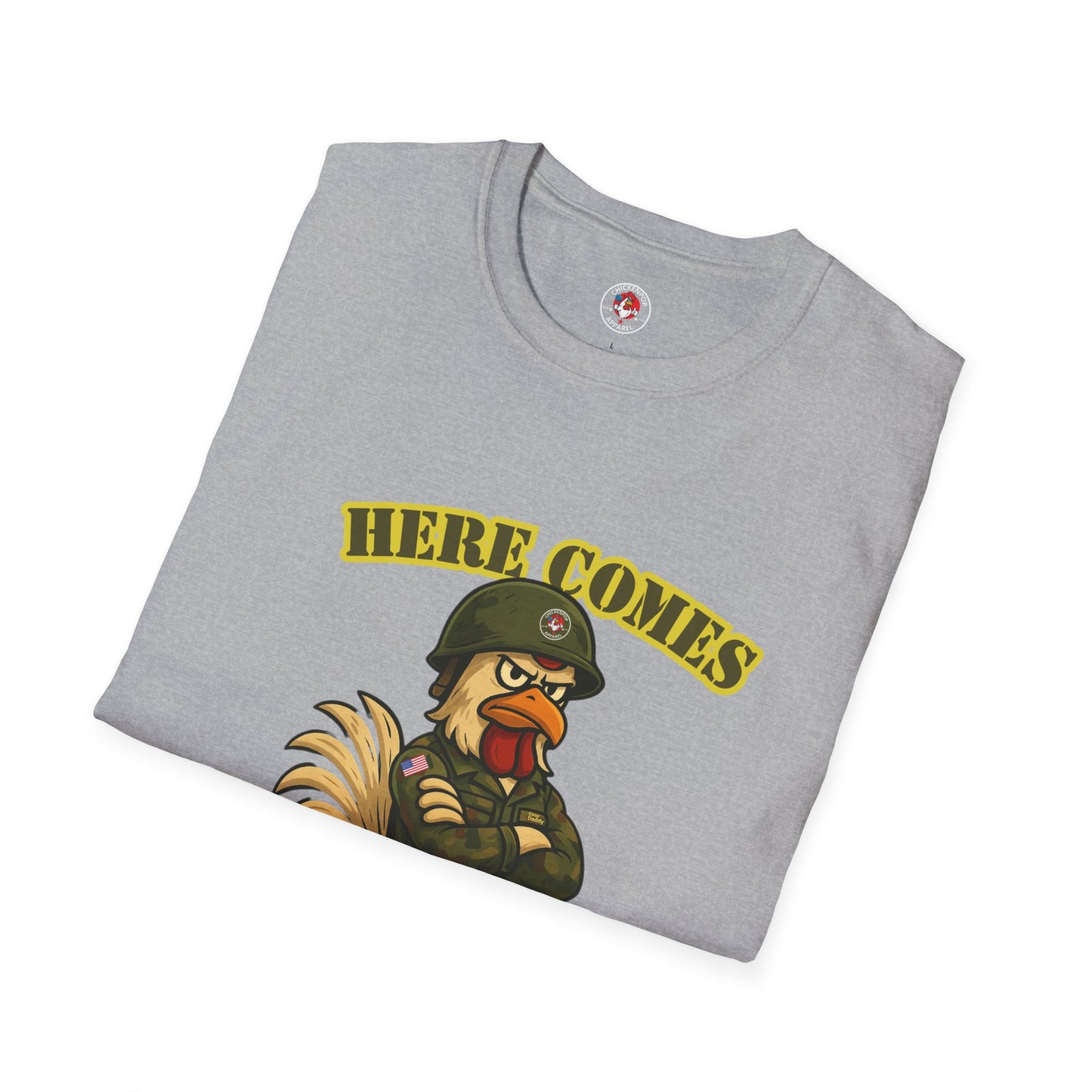 Here Comes the Rooster Music Graphic Tee with Front & Back Print Unisex Rock T-Shirt